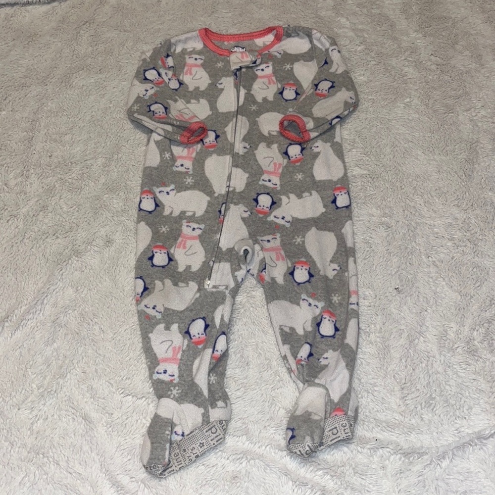 (2 for $10) carters fuzzy polar bear footie/ sleeper